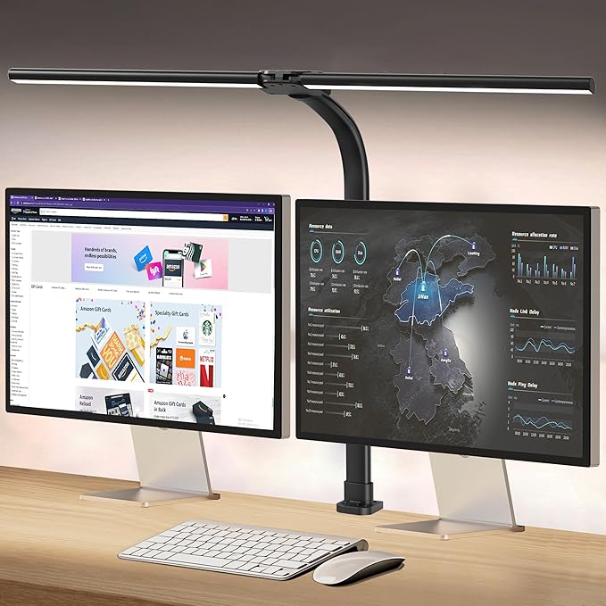 Led Desk Lamp for Home Office,24W Bright Eye-Caring Desk Light with Clamp,5 brightness and 5 temperatures Dimmable Workbench Task Light, Adjustable Gooseneck Table Lamp for Monitor Study(black)-DeskLoop Office