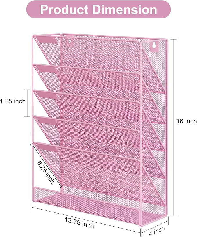 EasyPAG 5 Tier Wall File Holder, Mesh Hanging Folder Organizer - Image 7