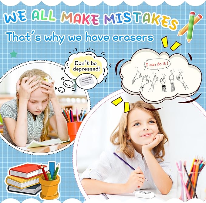 Nezyo 100 Pcs Inspirational Erasers Bulk for Kids Back to School Gifts Fun Erasers Motivational Reward Supplies for Classrooms Students Teachers Office Supplies(White)-DeskLoop Office