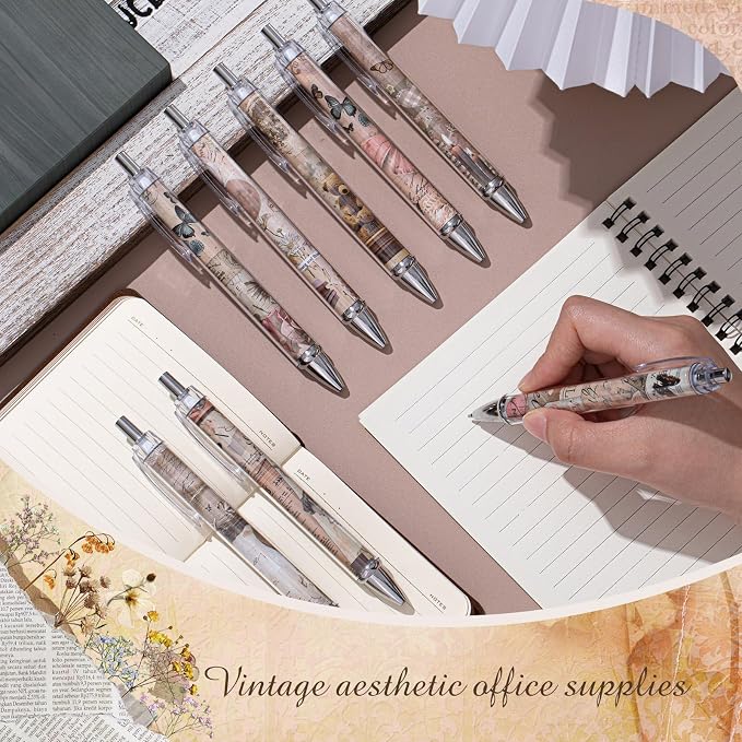 Ireer 8 Pcs Ballpoint Pens for Women 1.00 mm Cute Black Ink Fancy Pens Fine - Image 3