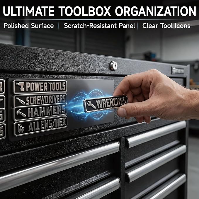 12 PCS Metal Magnetic Tool Box Labels, Embossed Tool Box Labels Magnet - Image 5