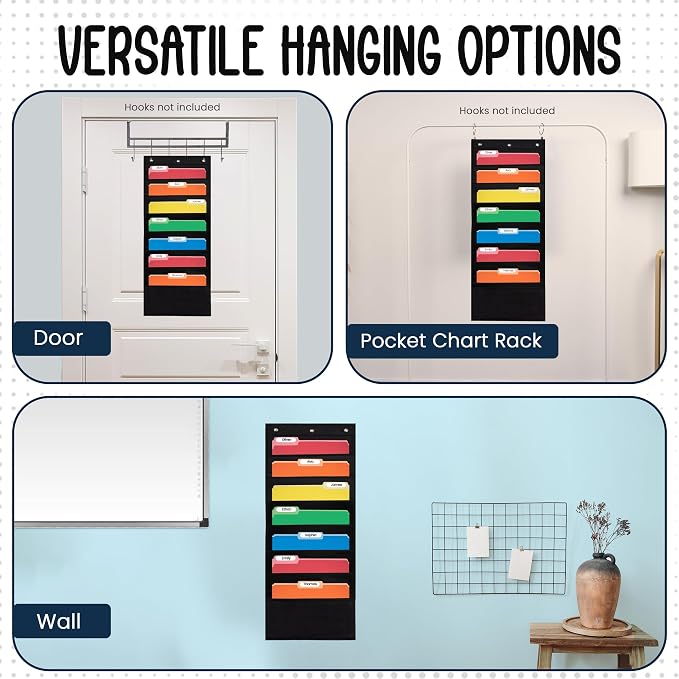 Essex Wares - 7 Pocket File Pocket Chart, Tall - Versatile Wall Hanging File - Image 7