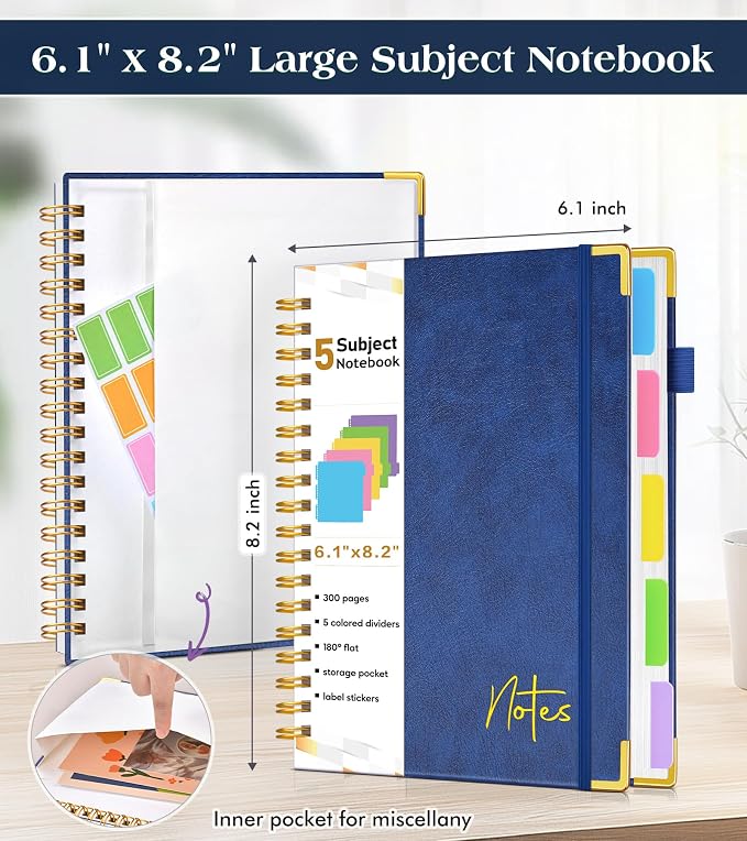 Spiral Notebook Journal with Removable Dividers Tabs, 300 Pages Hardcover - Image 4