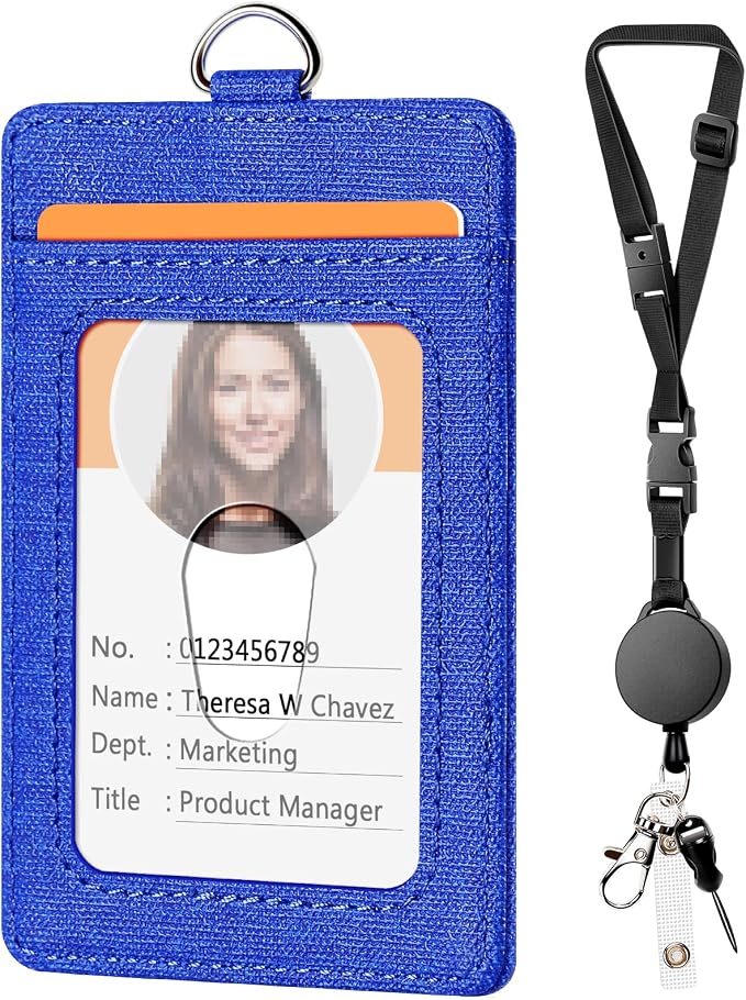 Leather Badge Holder and Adjustable Retractable Lanyards, Quick Release Buckle by Coloryourlife