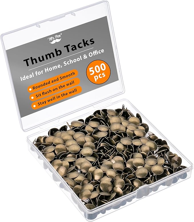 Mr. Pen- Thumb Tack, 500 Pack, Flat Push Pins Bulk | Metal Roundness Push Pins by MrPen
