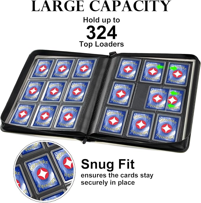 GEAoffice Side Loading 9 Pockets Top Loader Binder Holds 324 Cards, Waterproof - Image 2