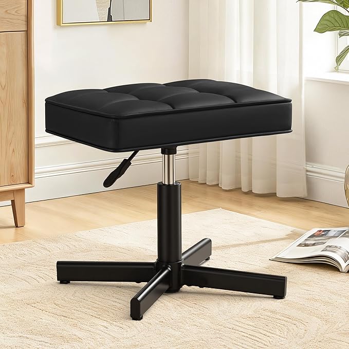 LUE BONA Adjustable Vanity Stool, Foot Rest Under Desk, 360° Swivel Vanity Chair by LUEBONA