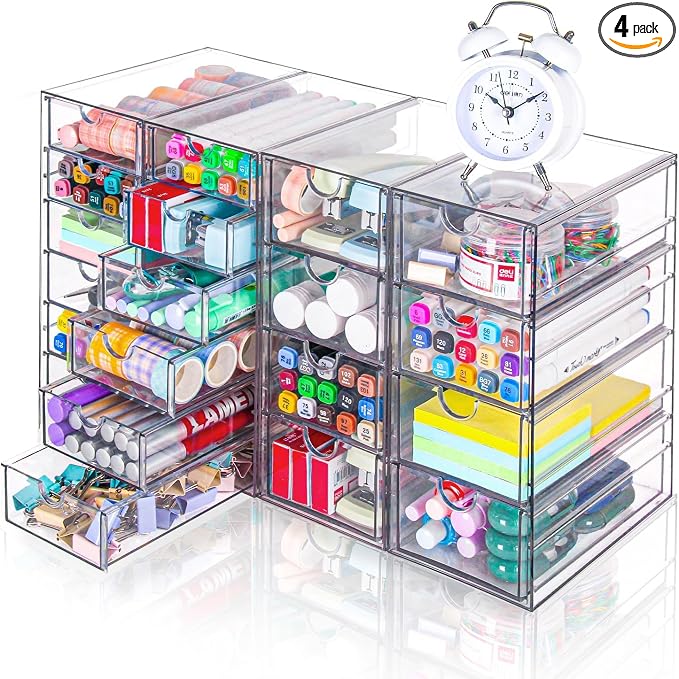 VZKAH Acrylic Organizer with Drawers | 20 Drawers 4 Sets | Desk Organizer and by VZKAHDirect