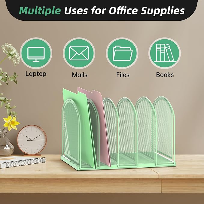 SUPEASY File Organizer for Desk, 5-Section Mesh Desk Organizer, Vertical File - Image 5