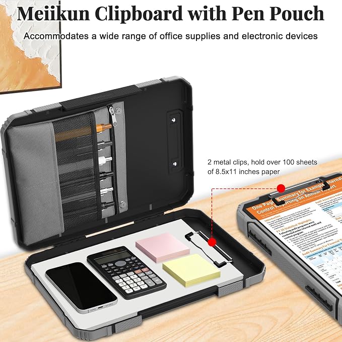 Meiikun Clipboard with Storage, Rugged Shockproof Protective, Internal Pen - Image 5