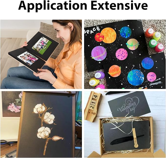 OcePor 100 Sheets Black Cardstock 12” x 12”, 92lb/250gsm Black Card Stock - Image 7