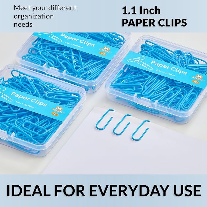 NEEWAY Small Paper Clips, 1.1 Inch Vinly Coated Colored Paperclips, 3 Pack of - Image 6