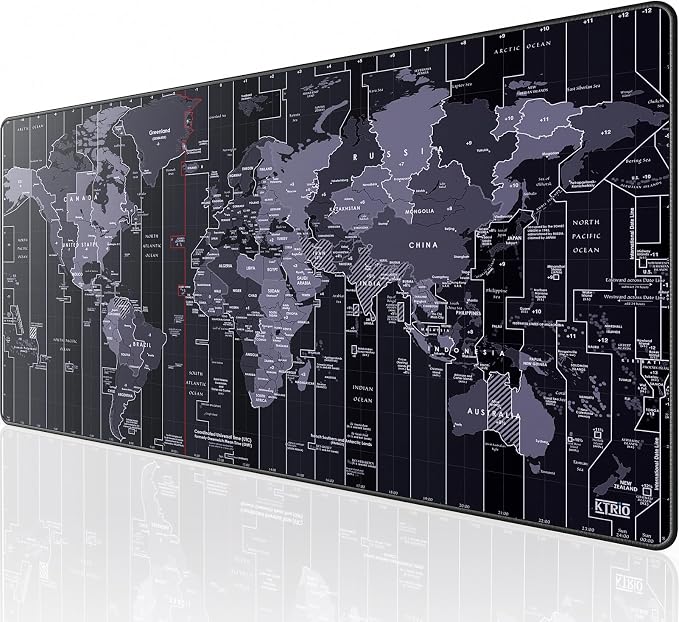KTRIO Large Gaming Mouse Pad, Desk Mat, 31.5 x 15.7 in, World Map, XXL | Smooth by KTRIO