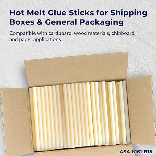 ASA Hot Glue Sticks for Glue Gun - 5/8" x 15" | High-Strength Hot Gun Sticks Adhesive for Corrugated Materials | Industrial Grade for Packaging & Woodworking | Pack of 185-DeskLoop Office