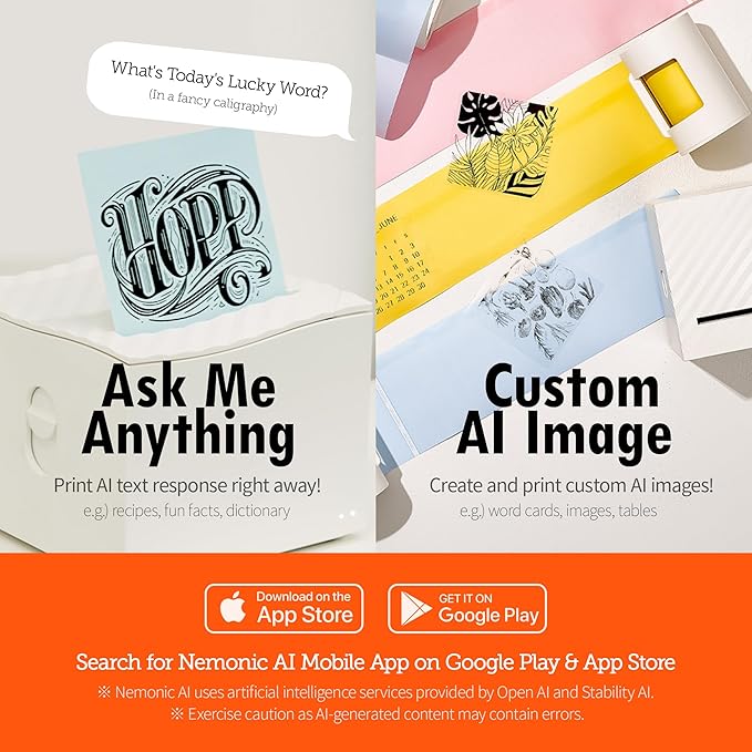 Nemonic AI | Label Printer | Sticky Note | Compatible with CHATGPT | Inkless Bluetooth Thermal Label Printer for Small Business | Portable Wireless-DeskLoop Office