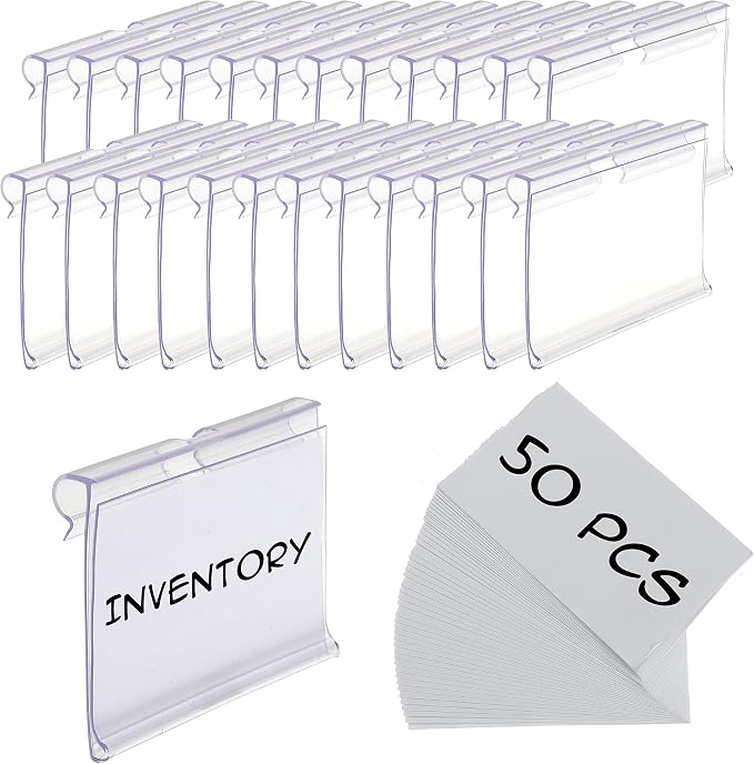 50pcs Labels for Storage Bins Plastic Label Clip, Basket Labels Clip On Wire by Noleja