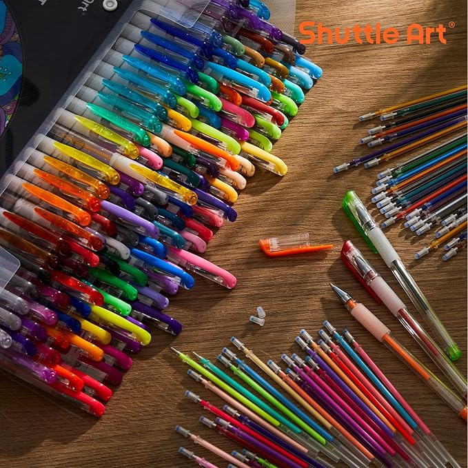 Shuttle Art 260 Pack Gel Pens Set, 130 Colors with 130 Refills for Adults Coloring Books Drawing Crafts Scrapbooking Journaling-DeskLoop Office