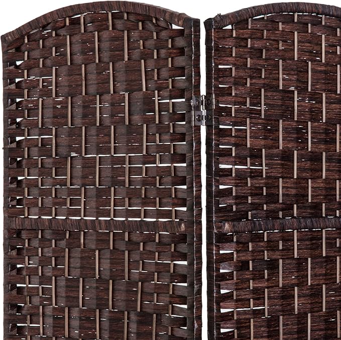 HOMCOM Room Divider, 3 Panel Folding Privacy Screen, 6FT Tall Portable Wicker Weave Partition Wall Divider for Bedroom, Home Office, Brown-DeskLoop Office