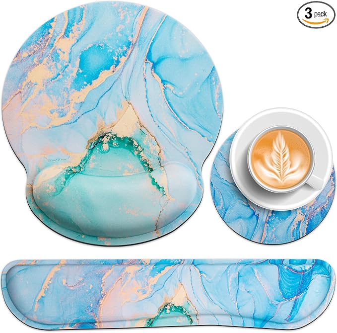 Mouse Pad Blue, 3-in-1 Mouse Pad by QOMOLAMA