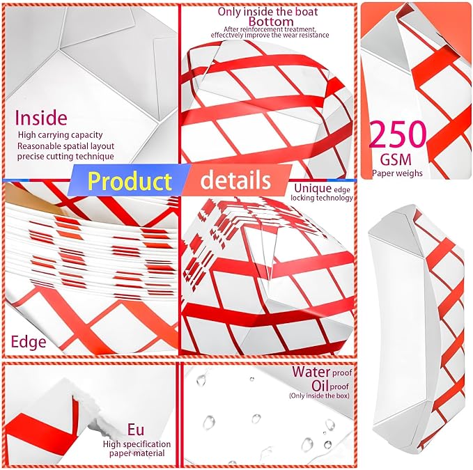 100 Pack 2Lb Paper Food Boat Trays Disposable Paper Boat Plate Containers - Image 3