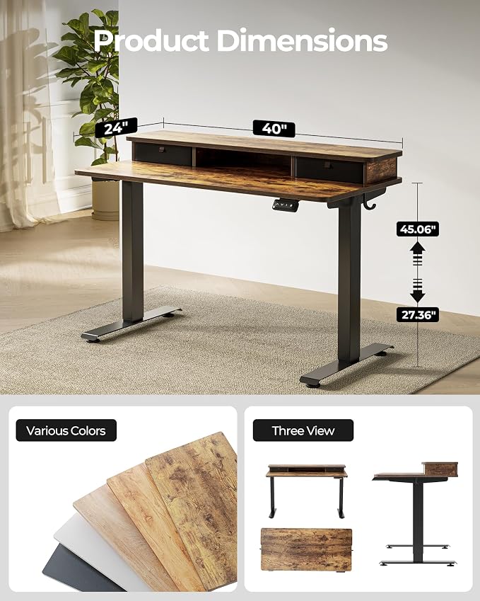 FEZIBO 40 x 24 Inch Height Adjustable Electric Standing Desk - Image 4