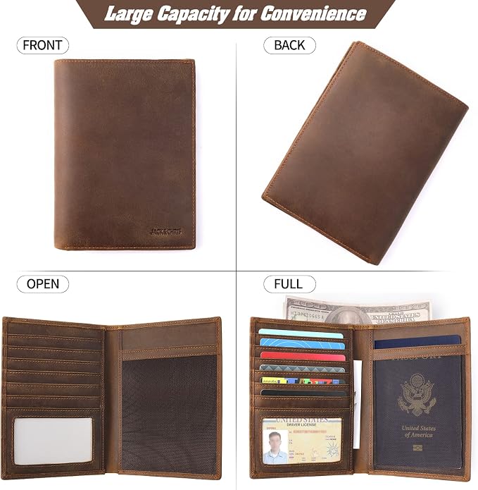 Jack&Chris Leather Passport Holder RFID Blocking Passport Travel Wallet Cover - Image 4