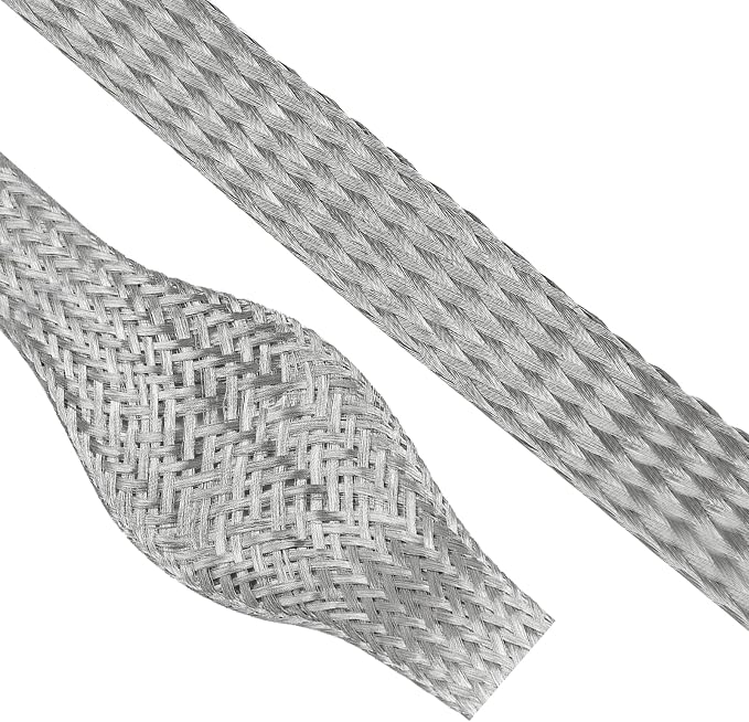 Tinned Copper Braid Wire Shielding Ground Strap Metal Cable Sleeve Expandable by BuyUneed