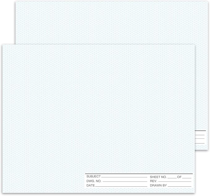 2 Pack 50 Sheets 22" x 17" Isometric Graph Paper Pad Landscape by gisgfim