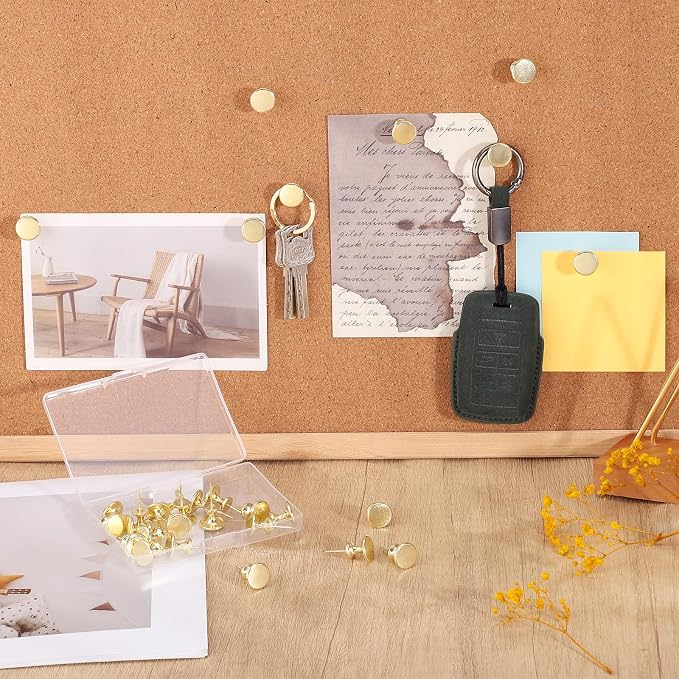 30 Count Jumbo Metal Push Pins 1.14 Inch Gold Giant Thumb Tacks - Image 4
