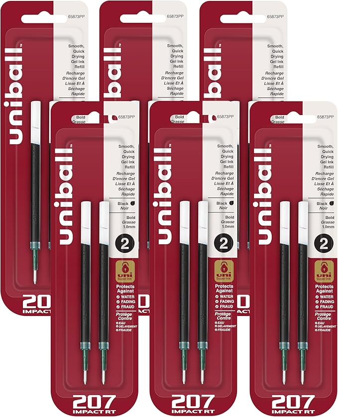 uni-ball Gel uni-ball Impact RT Retractable Pen Refills, Bold Point, 6 Packs by uni-ball
