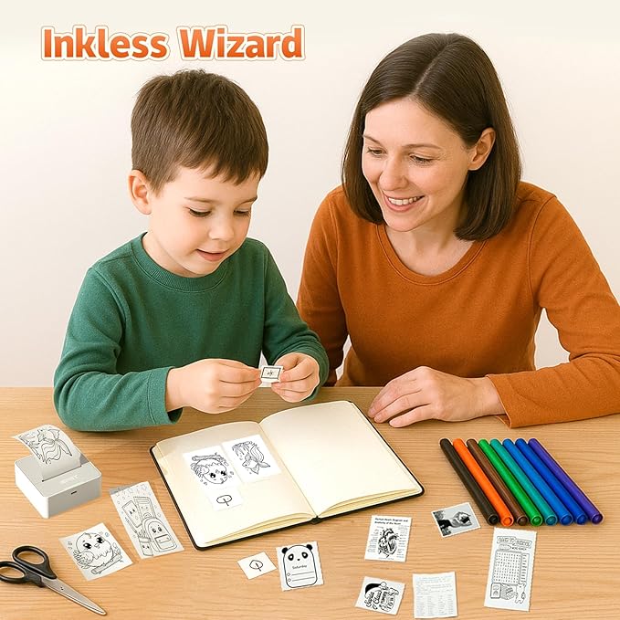 iDPRT Mini Printer with 1 Roll Sticker Paper, Portable Sticker Maker Machine Efficiently and Quickly, Thermal Printer for Study Notes, Pictures, DIY, Label, Free App with Multiple Templates, Gray-DeskLoop Office