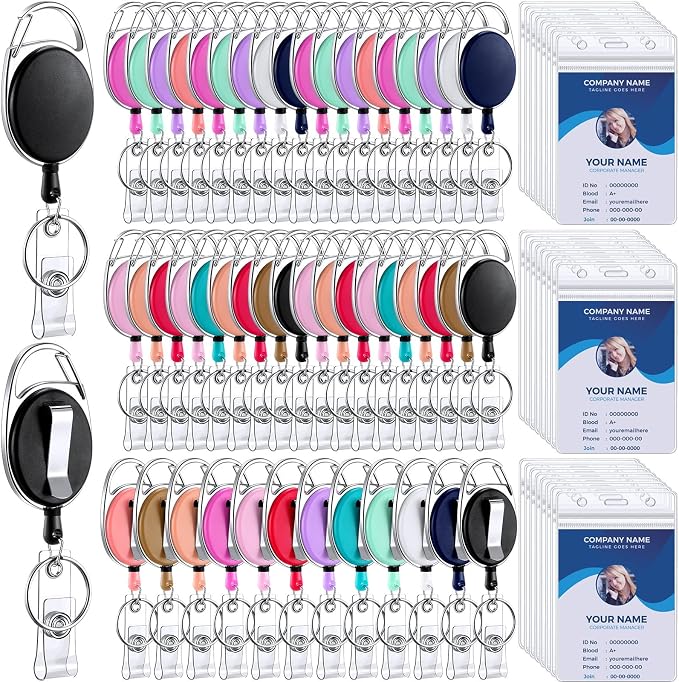 Laumoi 60 Pack Heavy Duty Retractable Badge Holder Reel by Unknown