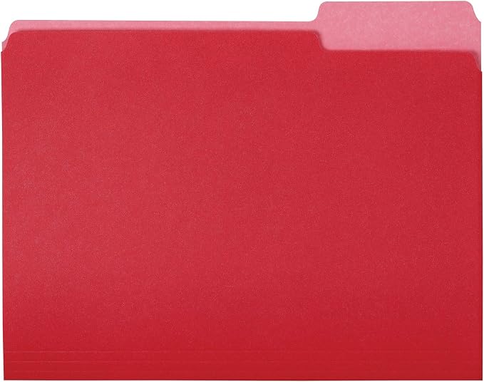 Amazon Basics File Folders for Organization, Letter Size, 1/3 Cut Tab by AmazonBasics