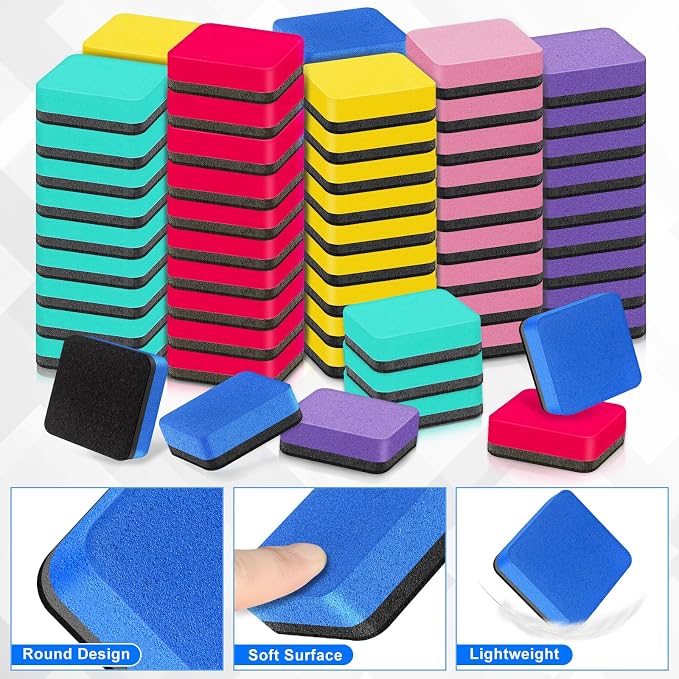 Cube Dry Erase Erasers, 200 Packs Mini Magnetic Whiteboard Dry Erasers in 6 - Image 3