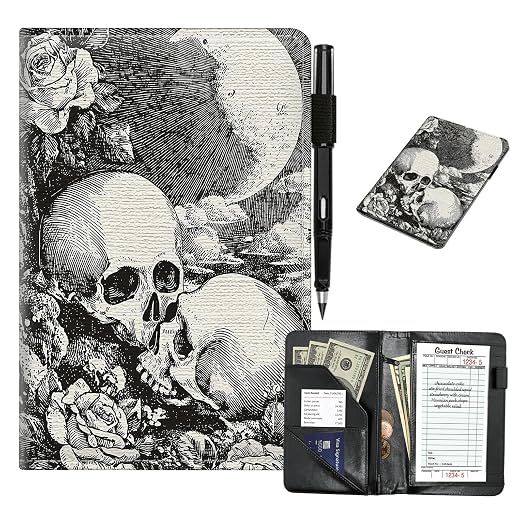 Rose Skull Cute Server Book for Waitress & Waiter 8"x5" by Unknown