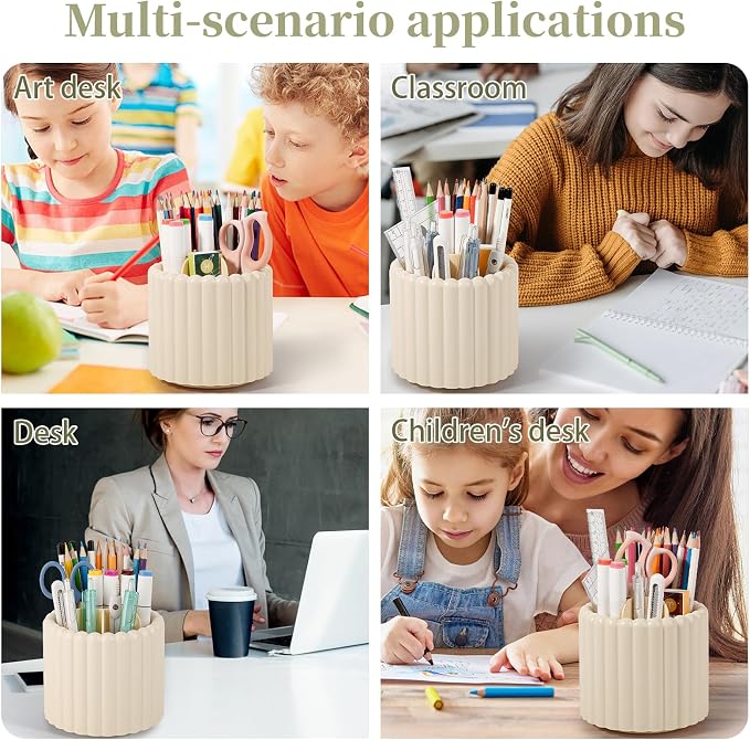 Anyoifax 360° Rotating Pen Holder 7 Slots Desk Organizer Removable Pencil Cup - Image 6
