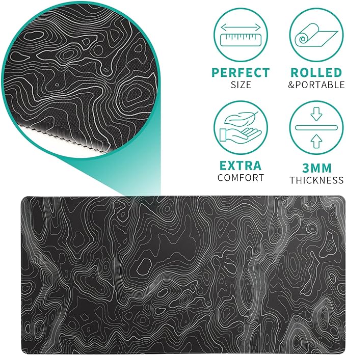 Topographic Contour Extended Big Mouse Pad Large, Gaming Mouse Pad Desk Pad - Image 4