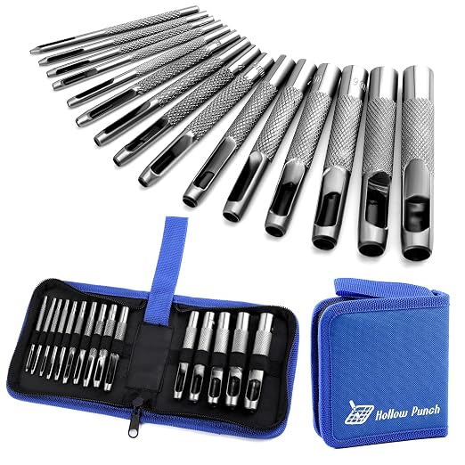 15 Pcs Leather Hole Punch, Hole Punch Set Round Steel Leather Craft Hollow Hole by Veroave