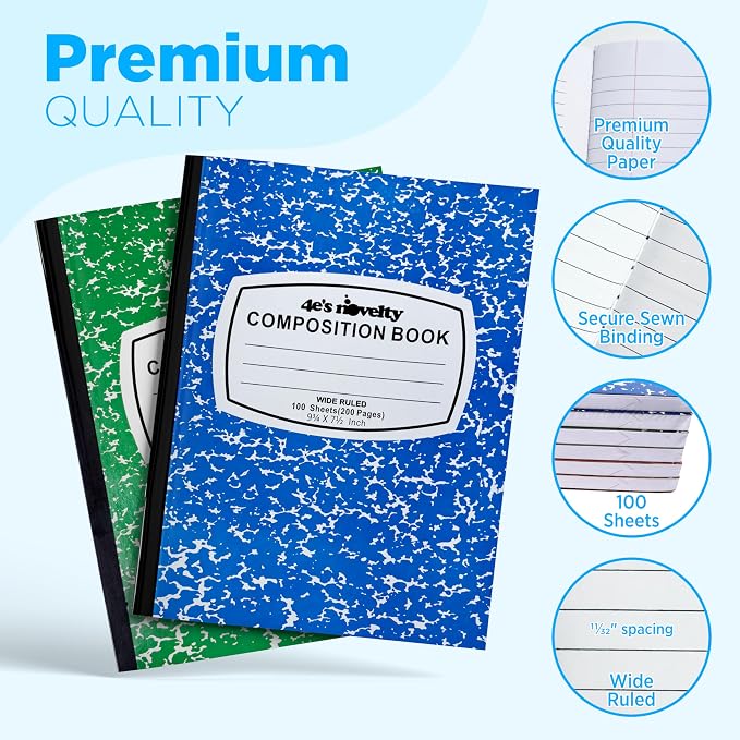 4E's Novelty Wide Ruled Composition Notebooks - Image 4