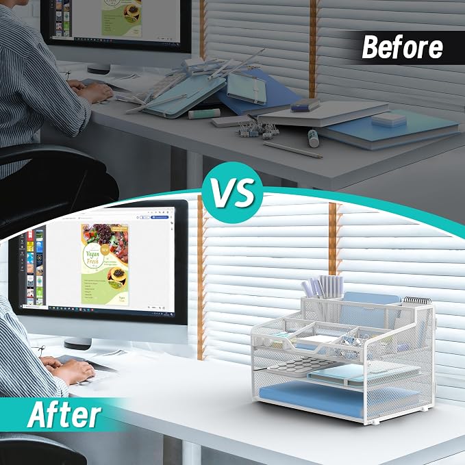 3 Tier Mesh Desk Organizer - Image 3