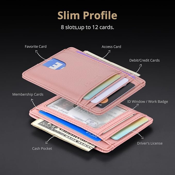 Buffway Slim Minimalist Front Pocket RFID Blocking Leather Wallets - Image 4