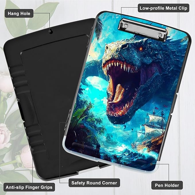 Ocean Dragon A4 Clipboard with Storage Pen Holder, Clipboards Organizer Nursing - Image 5