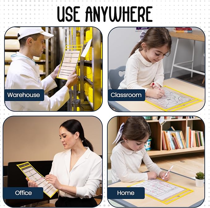 Essex Wares - 6 Pack, Dry Erase Pocket Document Protectors, Water-Resistant & - Image 5