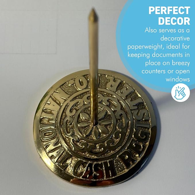 Solid Brass Vintage Receipt Spike – Heavy Duty Bill Fork Holder, Classic Paper - Image 5