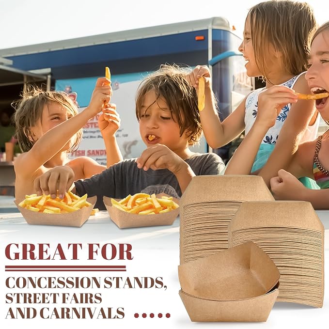 Ocmoiy 1lb Paper Food Trays, 100 Pack Heavy Duty Kraft Food Boats Holders - Image 7