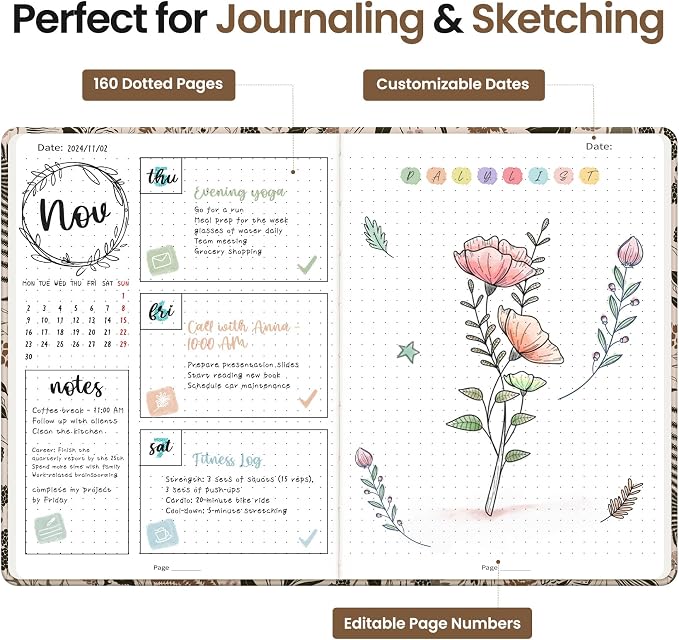 Dotted Journal Notebook for Women & Men, Hardcover Leather Journal for Writing - Image 3