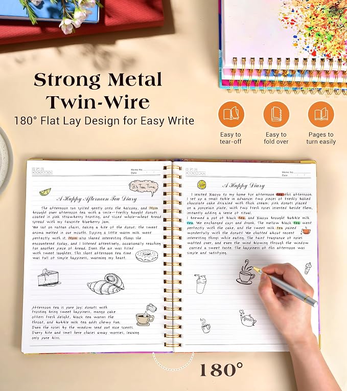 Lined Spiral Notebook Journal for Women, 150 Pages Cute Notebooks 5.75” x 8.38” - Image 6