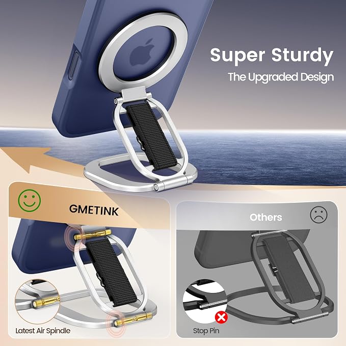 Foldable Double Sided Ring Magnetic Phone Grip & Kickstand, Finger Loop Strap - Image 4