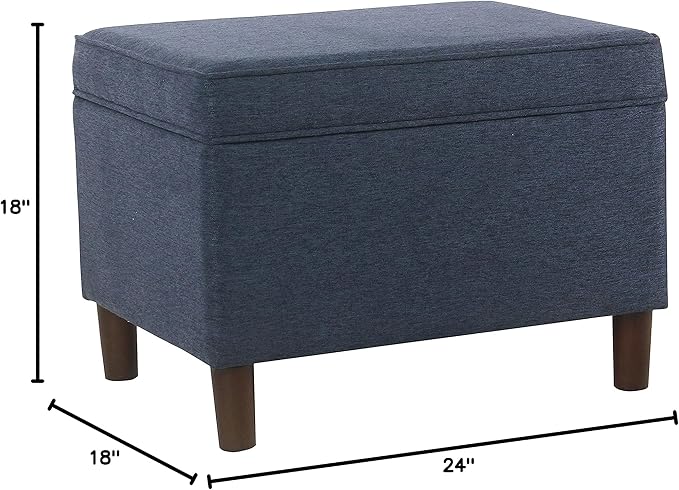 Home Decor | Dinah Collection Modern Storage Ottoman | Ottoman with Storage for Living Room & Bedroom (Navy)-DeskLoop Office