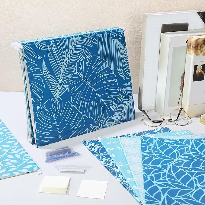 Estune 32 Pcs Blue Decorative Hanging File Folders Letter Size Cabinet File - Image 8